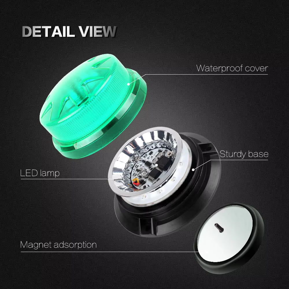 Green LED Emergency Strobe Light Magnetic Roof Flashing Beacon Warning Light