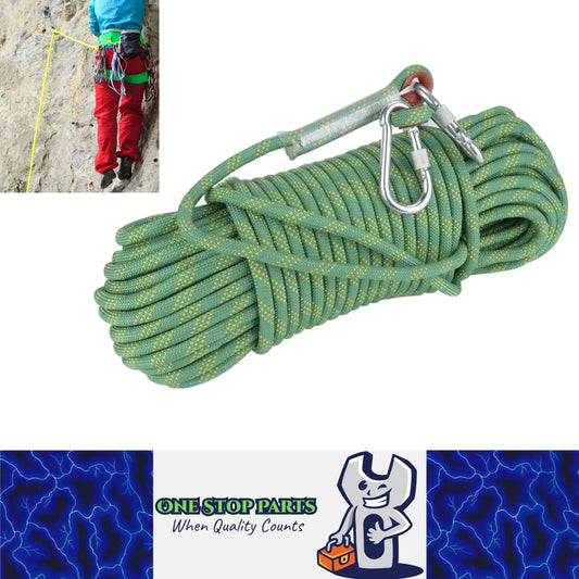 30m x 12mm Green Static Rock Climbing Rope Rappelling Rope Safety Rescue Rope