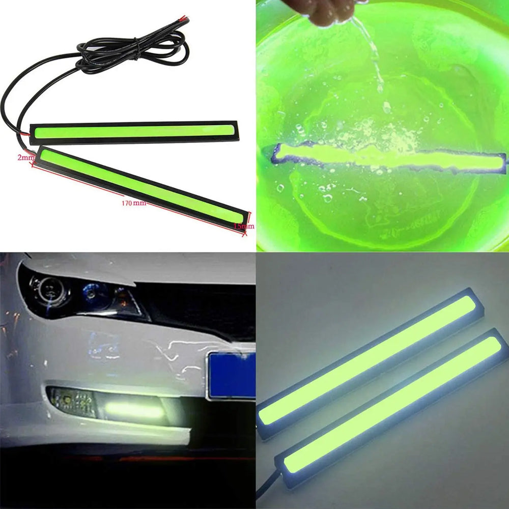 10 x 17CM Green LED DRL Daytime Running Light Decorative Aluminum 12V Strip Lamp