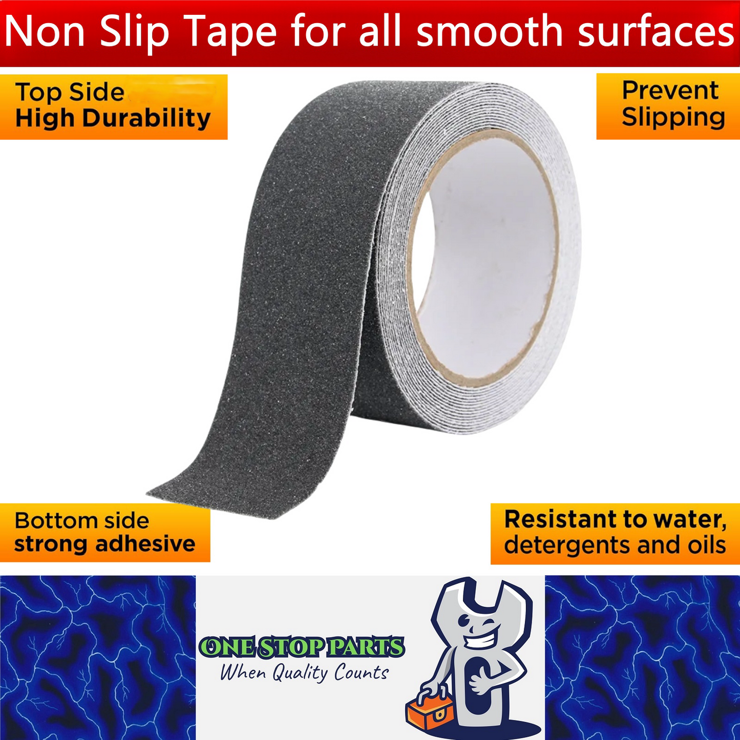 Non Slip Tape 25mm Wide x 5 Meter Roll Grey Safety non slip Tape
