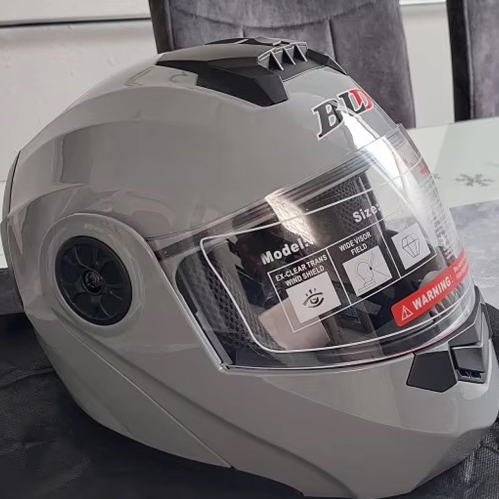 1 x Grey Size XL Motorcycle Full Face Helmet Men Women Fashion Dual Lens Helmet