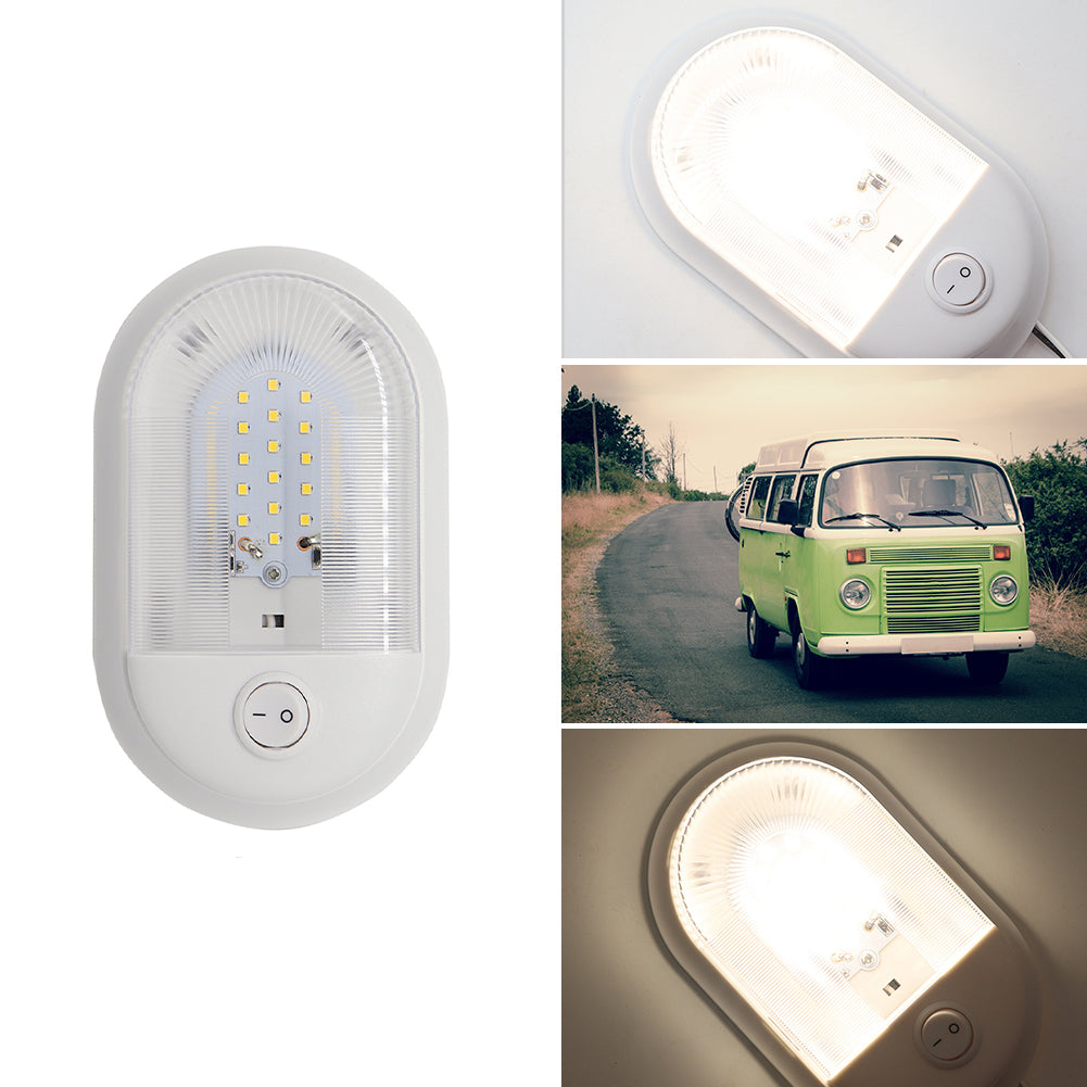12v 24 Warm White LED Interior Dome Lamp with Switch for Caravan (1pc)