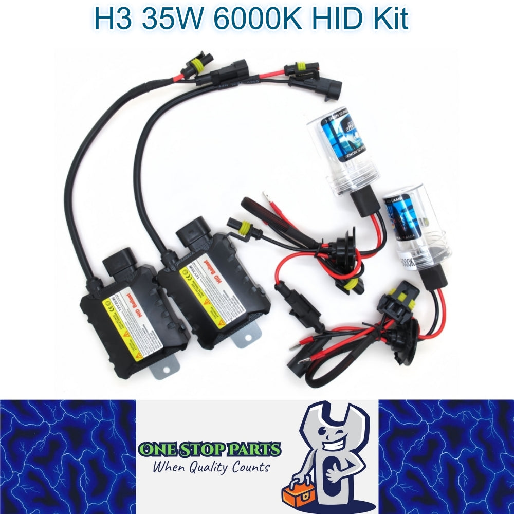 H3 35w 6000k HID Kit 2 x 35w HID Slim Ballasts and 2 x 35w H3 6000k HID Globes (