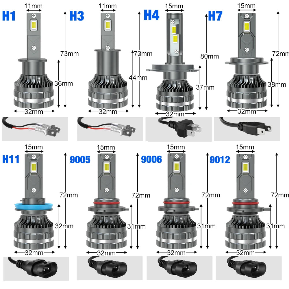 2 x H3 LED Globes 12V 6500K 60W Super Bright H3 LED Headlight Bulbs H3 Fog Light