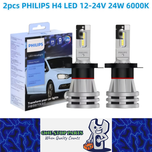 2 x Philips H4 LED Globes 12V-24V 6000K 24W H4 Philips LED Headlight H4 LED Bulb