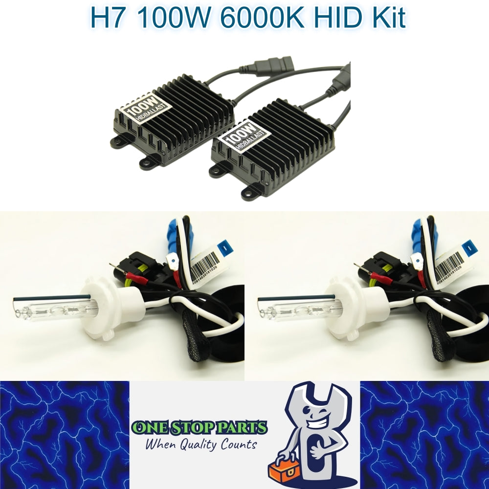 H7 100w 6000k HID Kit 2 x 100w HID Ballasts and 2 x 100w H7 6000k HID Globes