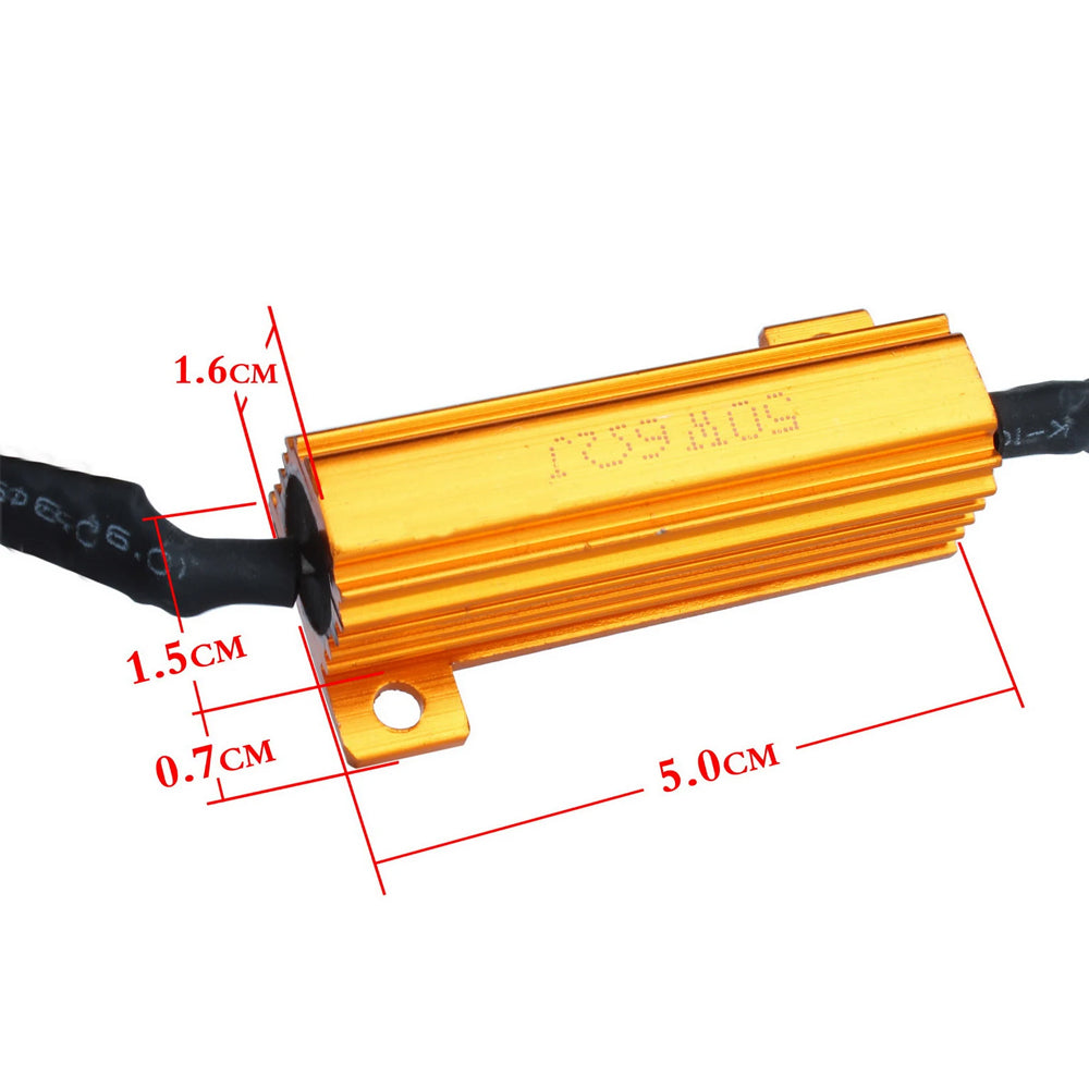 2pcs H8 H11 LED Resistor Harness 50W 6Ω Fix Hyper Flash Flicker Error Lights
