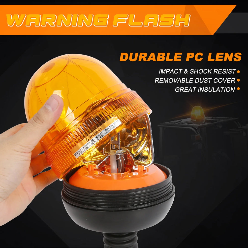 1x Amber Halogen Strobe Light 12V Beacon Lamp Flashing Warning Lamp with Bracket