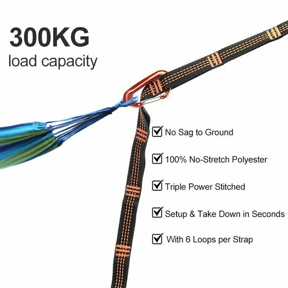 2pcs 2M Blue Hammock Straps Heavy Duty Tree Hanging Straps for Outdoor Camping