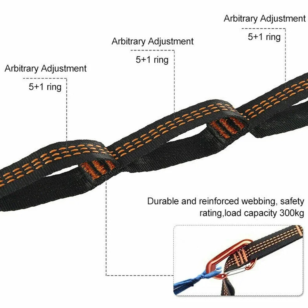 2pcs 2M Black Hammock Straps Heavy Duty Tree Hanging Straps for Outdoor Camping