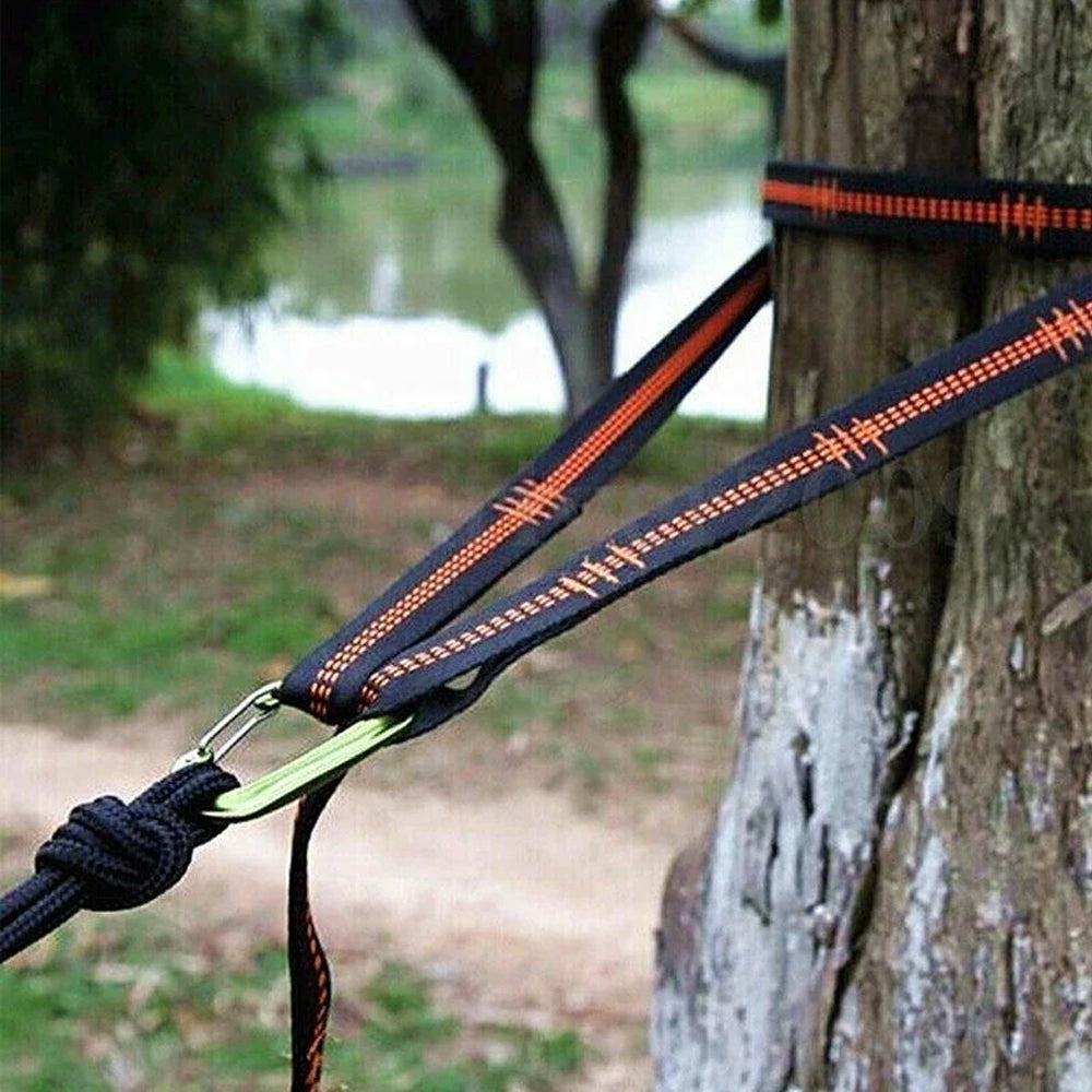 2pcs 2M Black Hammock Straps Heavy Duty Tree Hanging Straps for Outdoor Camping