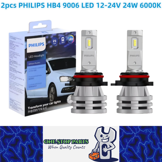 2 x Philips HB4 9006 LED Globes 12V-24V 6000K 24W Philips HB4 LED Headlight Bulb