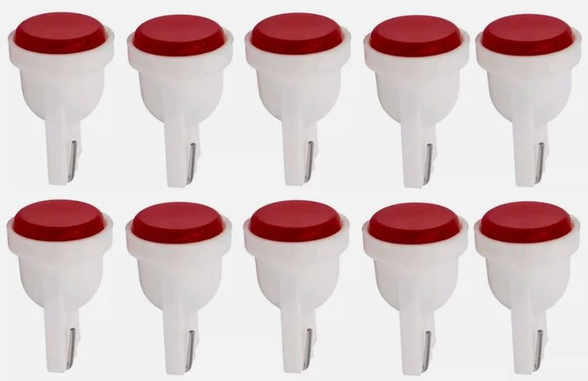 10 x T10 Red 12v LED Cob Flat Face Super Bright for Dash Cluster (10pcs)