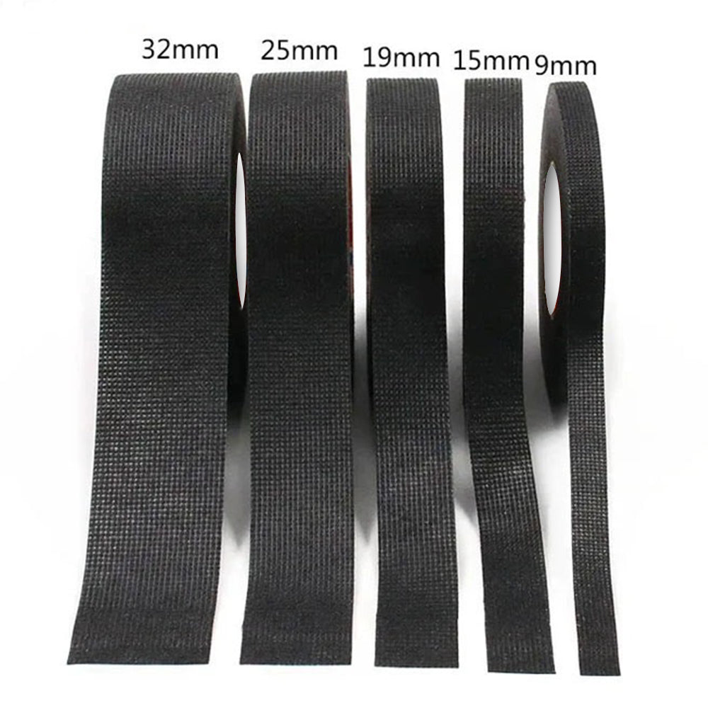 9mm Wide 25M Long Heat Resistant Electrical Harness Tape Black Fabric Cloth tape