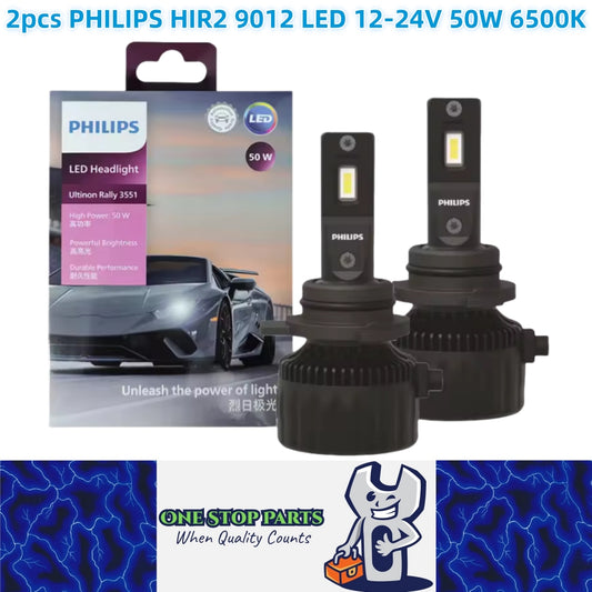 2 x Philips HIR2 9012 LED Globes 12V-24V 6500K 50W 4500Lm Philips Headlight Bulb