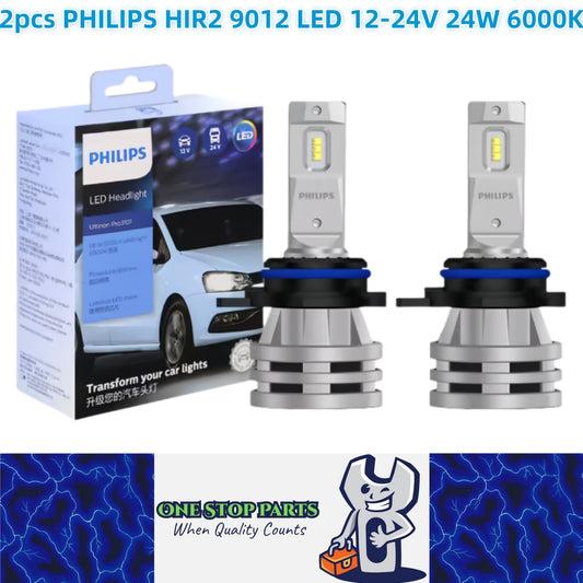 2 x Philips HIR2 9012 LED Globes 12V-24V 6000K 24W Philips LED Headlights Bulbs