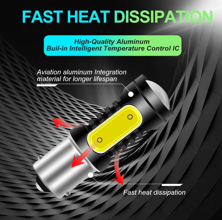 2 x BAY15D 12v White Stop/Tail Dual Brightness LED 5smd COB super Bright (2pcs)