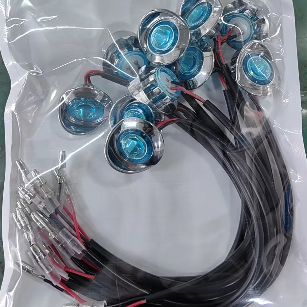 10 x Ice Blue Round LED Side Marker Lamps 1.9CM 12V-24V LED Signal Indicator