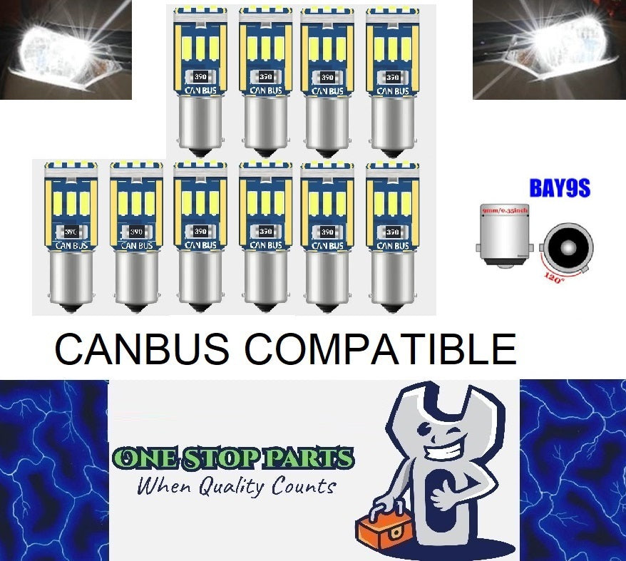 10 x Cool White BAY9S 9SMD NON POLARITY SUIT PARK INTERIOR LIGHTS (10pcs)