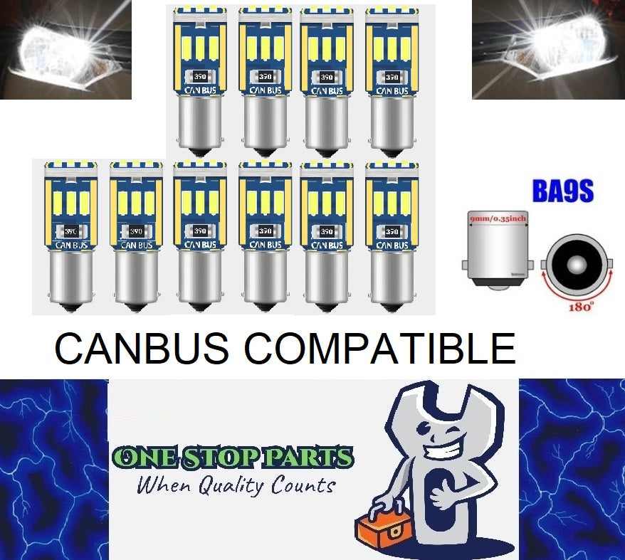 10 x Cool White BA9S NON POLARITY SUIT FORD INTERIOR LIGHT (10pcs)