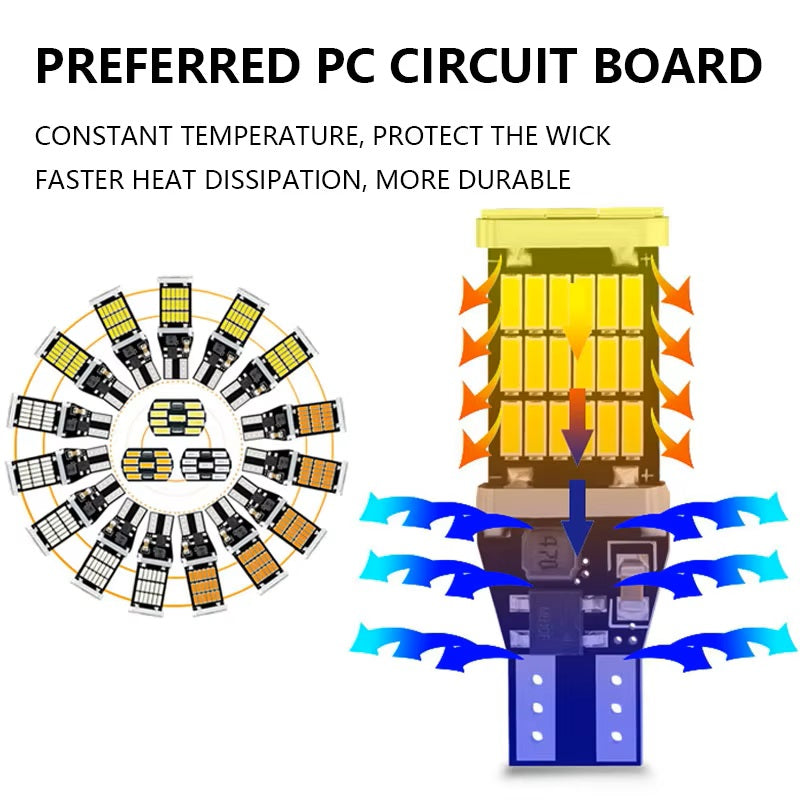 2 x T15 Blue LED 45x4014smd 1000lm 12v Non Polarity Canbus Suitable LED (2pcs)