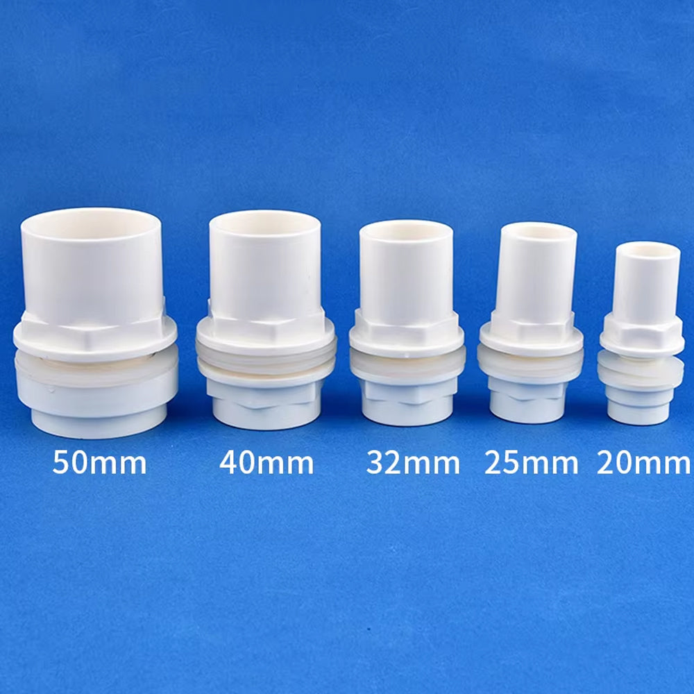 ID50mm White PVC Aquarium Connector Fish Tank Drainage Straight Joint Pipe