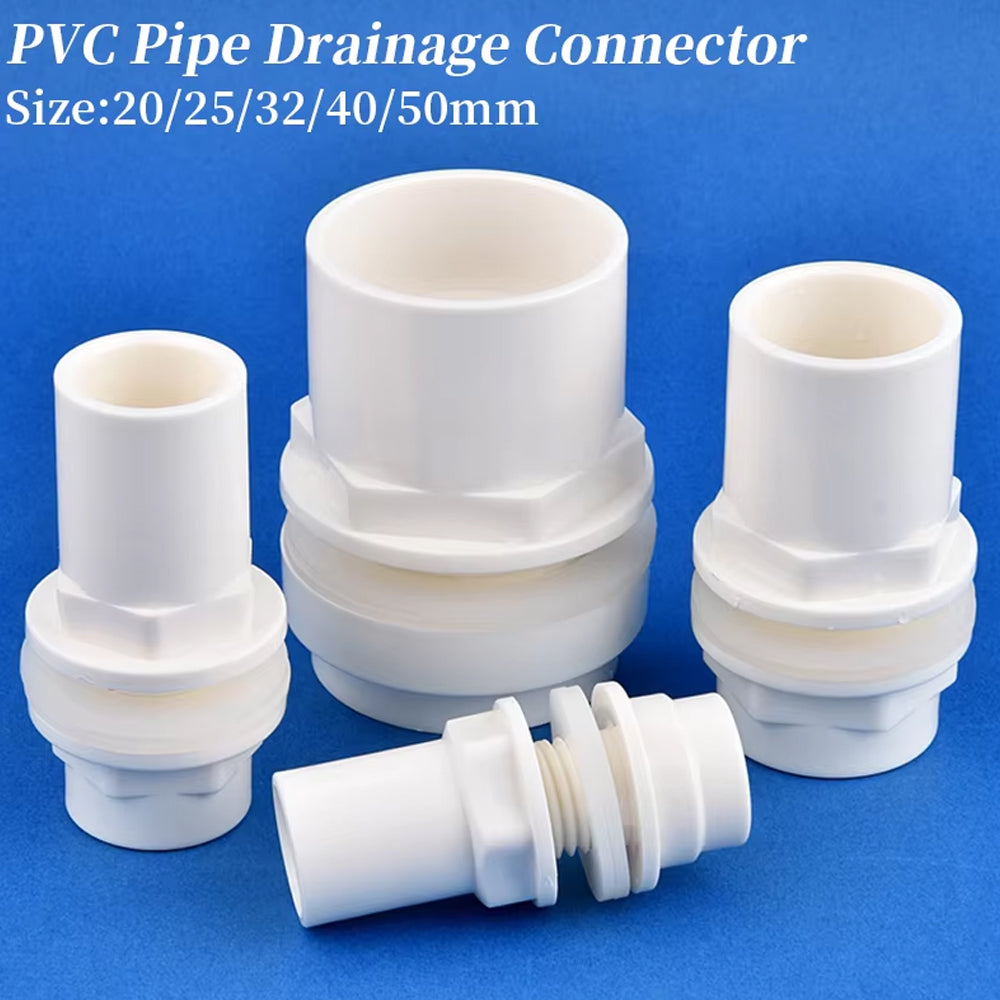 ID50mm White PVC Aquarium Connector Fish Tank Drainage Straight Joint Pipe