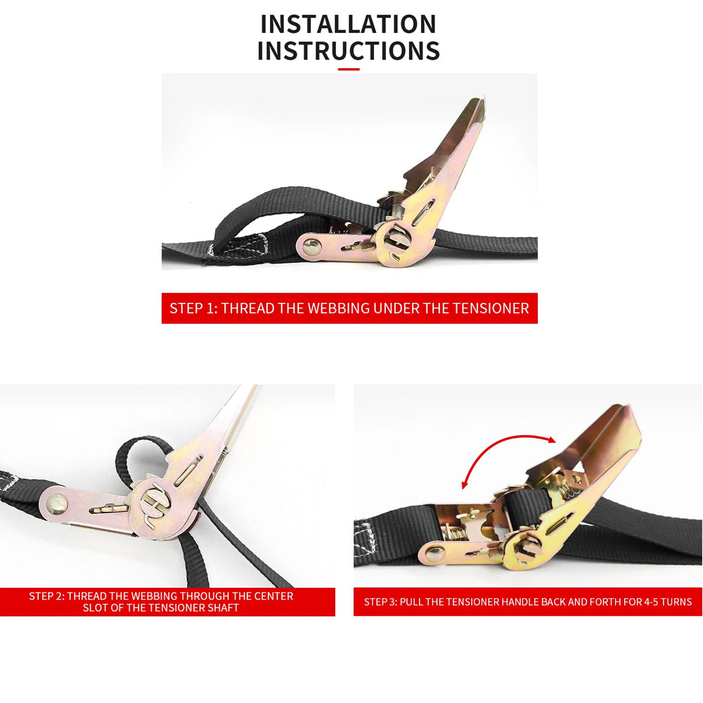 8M x 2.5CM Black Heavy Duty Ratchet Strap Cargo Luggage Tie Down Ratchet Strap