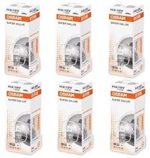 6 x Osram 12v H3 100w Super Rallye Halogen Clear Globes 3200k 62201 (6pcs)