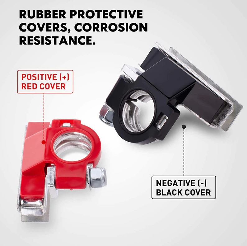 2 x Battery Terminals Positive and Negative Step Up Bolt Terminals (Style 1)