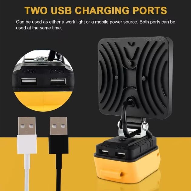 Dewalt 18v Battery spot light with twin USB outlets for charging phone 1pc