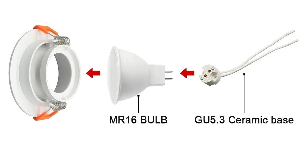 15 x MR16 Recessed Mounting Brackets White Round Angle Adjustable Mounting Frame