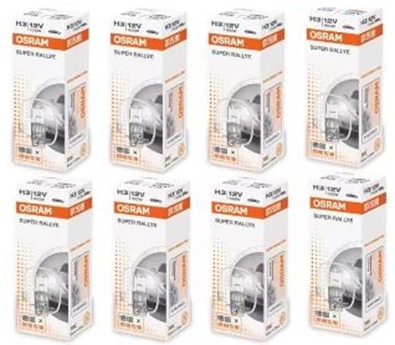 8 x Osram 12v H3 100w Super Rallye Halogen Clear Globes 3200k 62201 (8pcs)