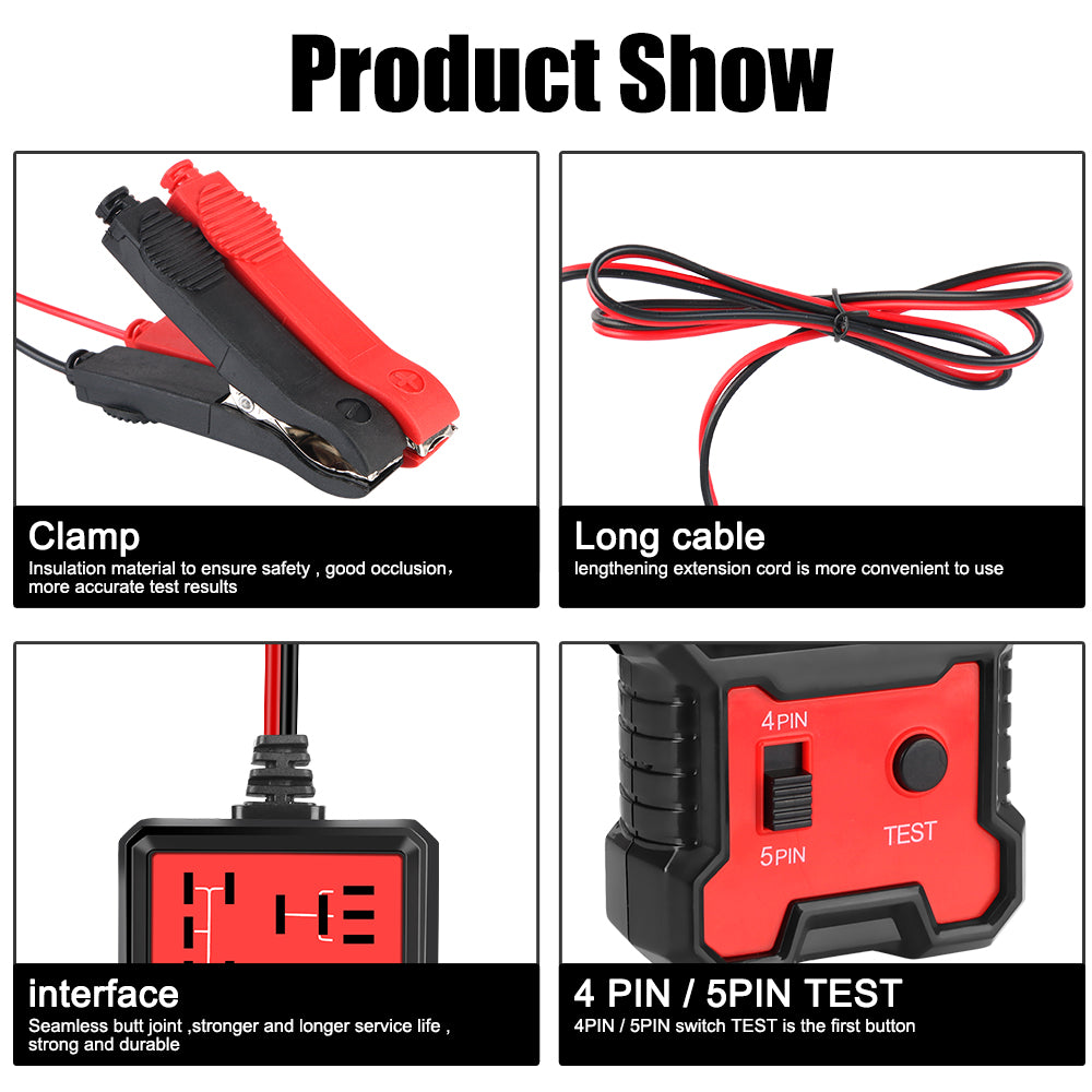 12v 4 and 5 Pin Relay Tester with LED Indicator to Confirm Good or Bad Relay Red