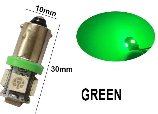 100 x Green 12v BA9S 5x5050smd 150lm Green Bulk Buy (100pcs)