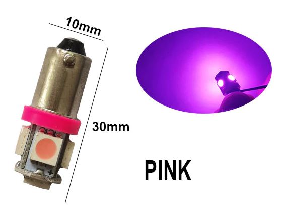 100 x Pink / Purple 12v BA9S 5x5050smd 150lm Pink / Purple Bulk Buy (100pcs)