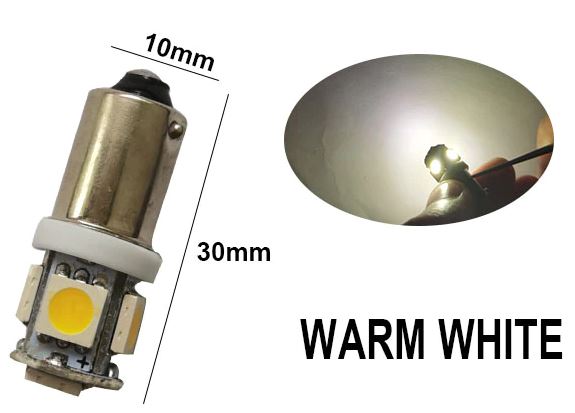 100 x Warm White 12v BA9S 5x5050smd 150lm Warm White Bulk Buy (100pcs)