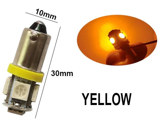 100 x Yellow 12v BA9S 5x5050smd 150lm Yellow Bulk Buy (100pcs)