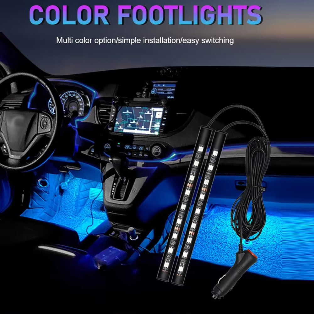 White LED Car Foot Light Interior Atmosphere Lamp with Cigarette Lighter Plug