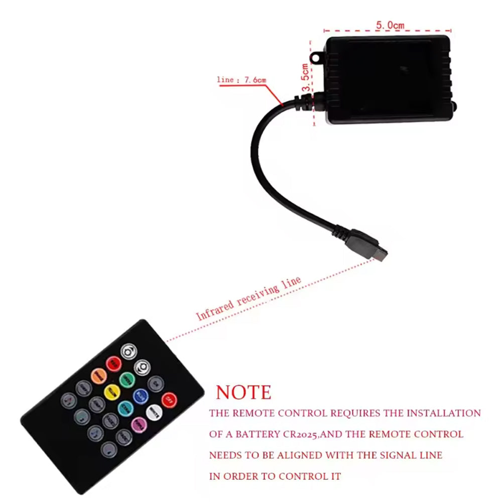 LED RGB Ambient Light Remote Atmosphere Strip Lamp with Cigarette Lighter Plug