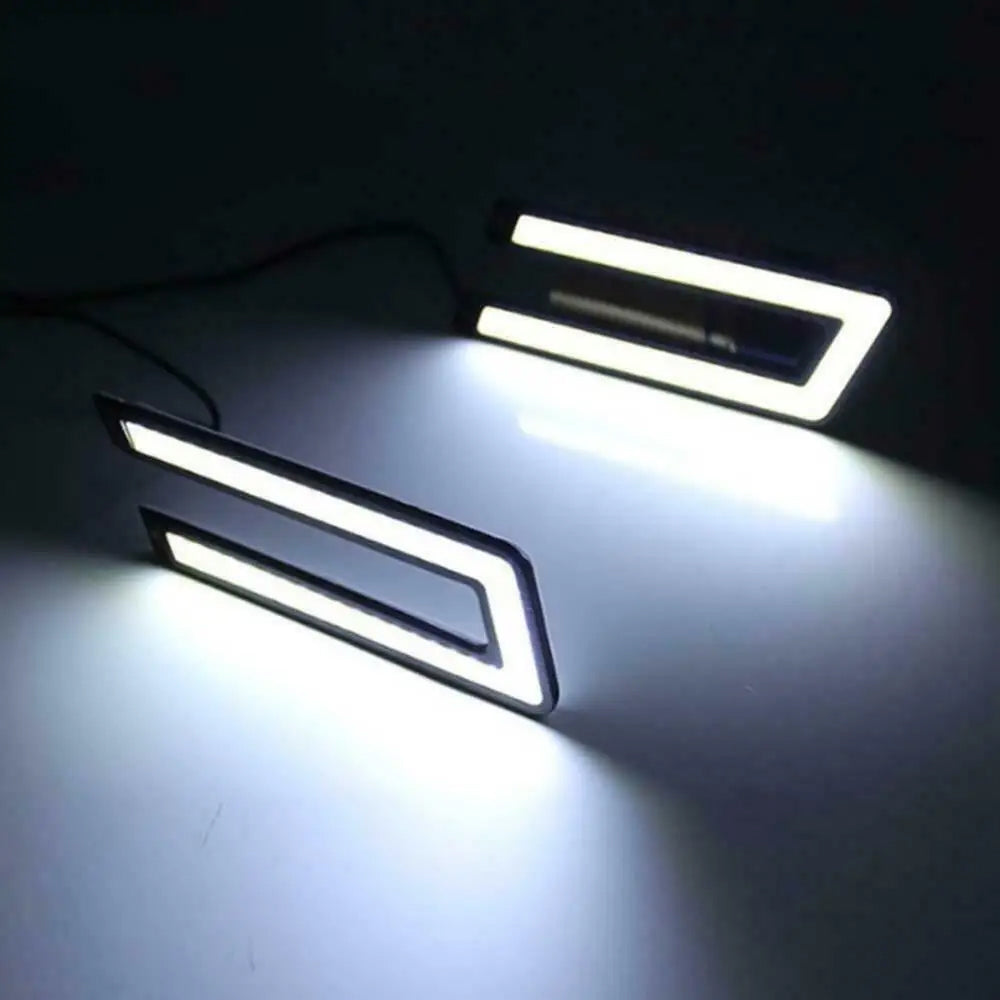 2 x Car LED DRL Daytime Running Lights 12V COB-U Style Daytime Running Lights