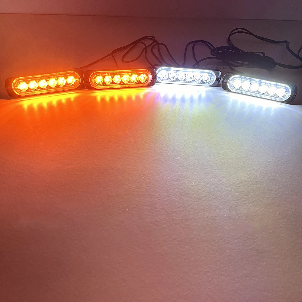 4 x LED Grille Lights Yellow/White LED Strobe Lights Remote Grill Warning Lamp