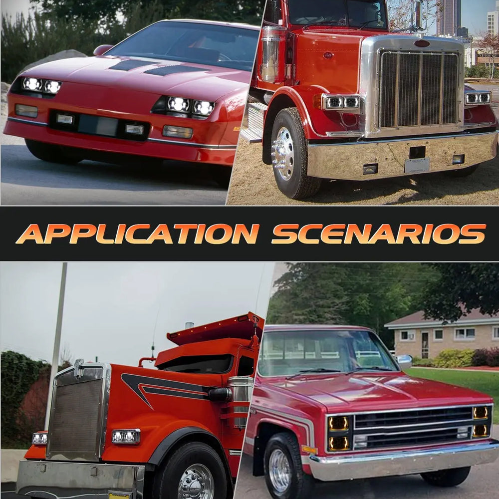 2x Led Headlight 100x165mm Hi/Lo Beam White/Amber DRL for H4656/H4651/4652/H4666