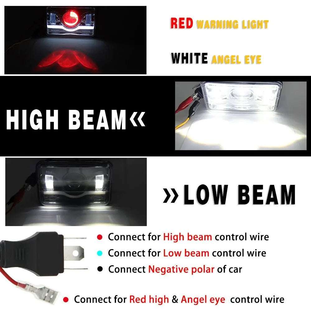 1 x Led Headlight 104x157mm High/Low Beam & Red DRL for H4656/H4651/H4652/H4666