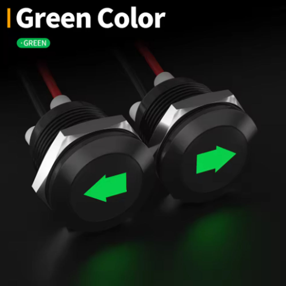 12V LED Indicator Pilot Dash Light Single Arrow 12mm Green LED Indicator Light
