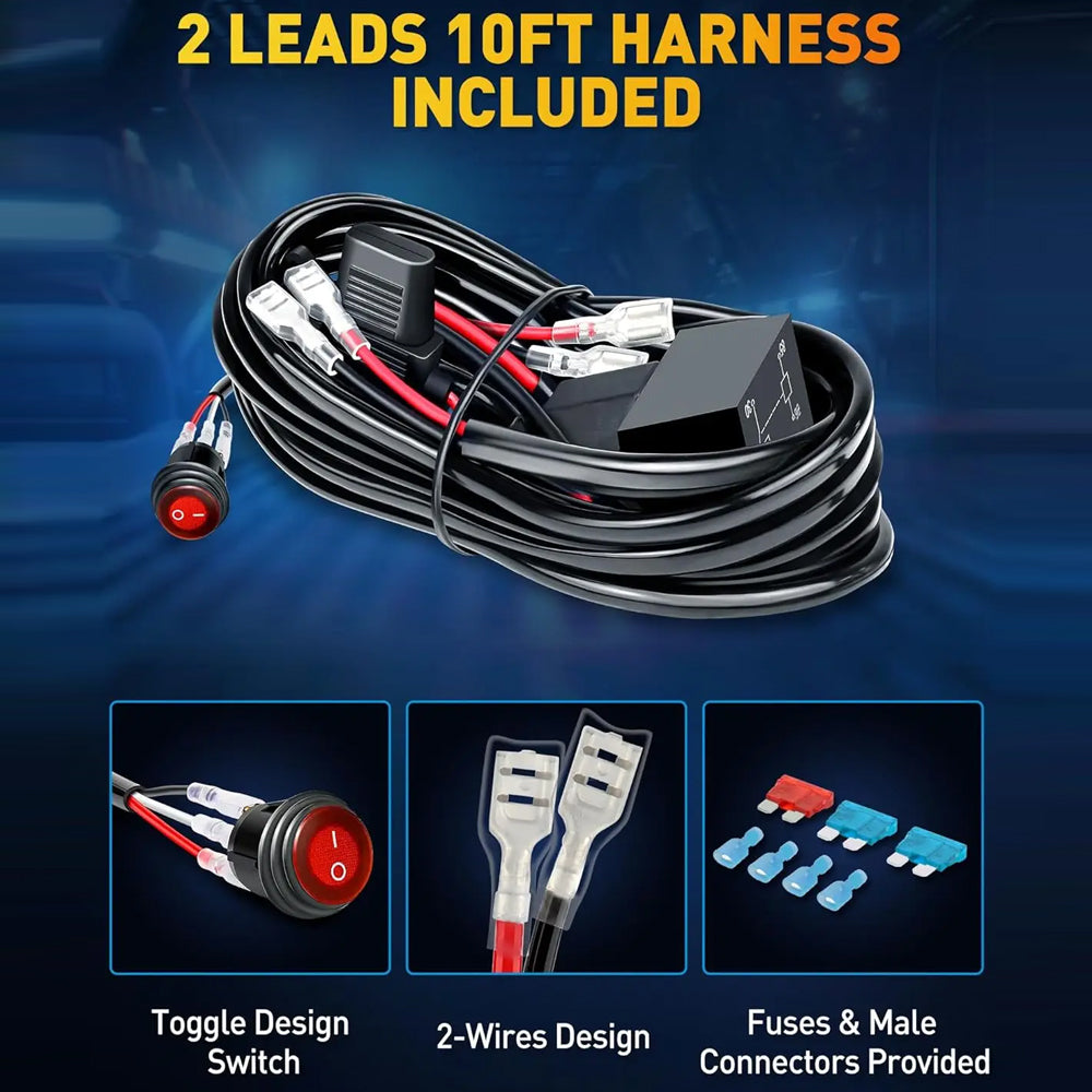 2x White LED Light Bar 30W 102x80mm Flood Spot Combo LED Work Light with Harness