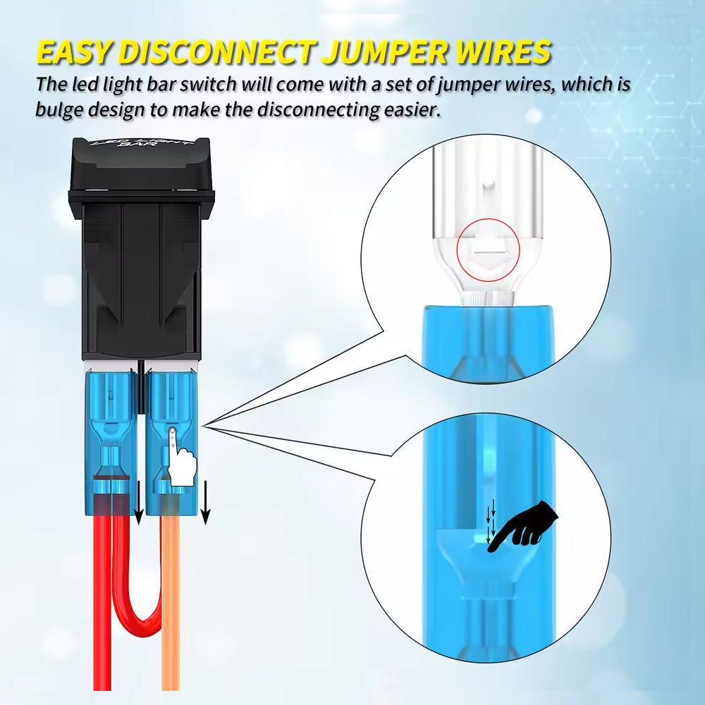 LED Light Bar Switch ON/Off Laser Rocker Switch 12V-24V 20A 5Pin with Blue LED