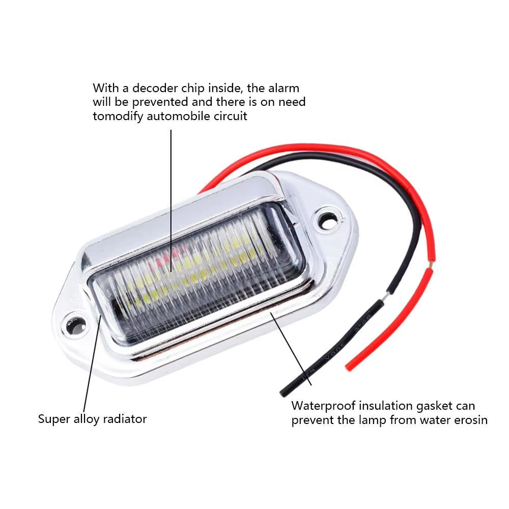 10 x LED Number Plate Lamps Multivolt 12-24v Durable Silver Waterproof Lamps