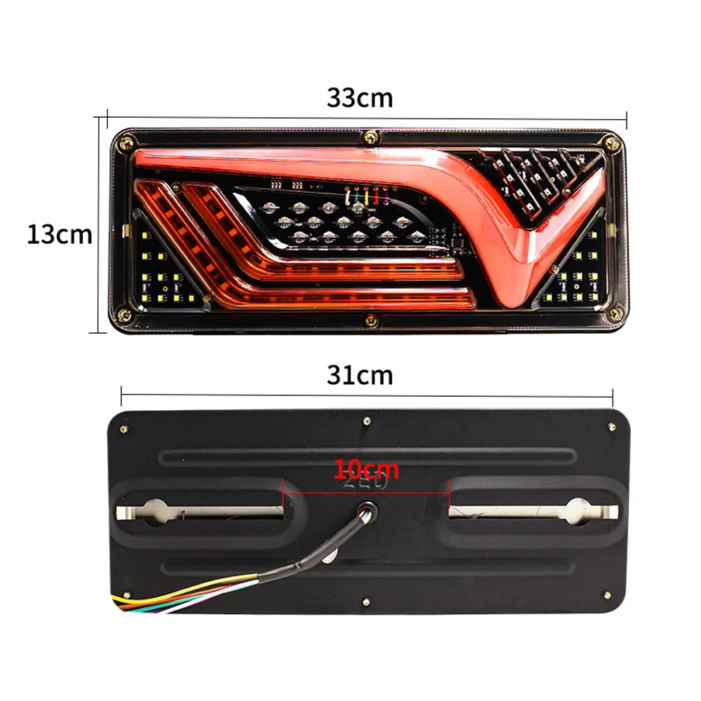 2 x 12V LED Rear Lamps Stop Tail Indicator Reverse Lights for Trailer Truck