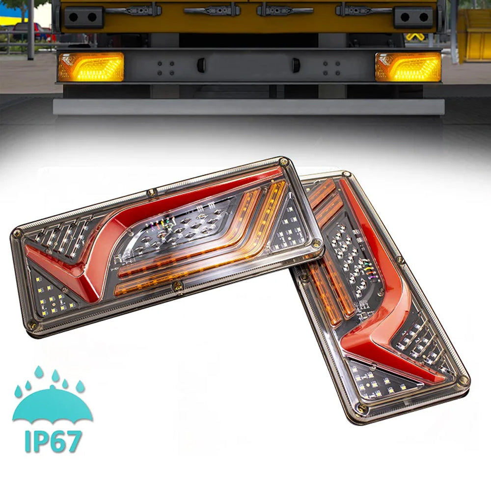 2 x 12V LED Rear Lamps Stop Tail Indicator Reverse Lights for Trailer Truck